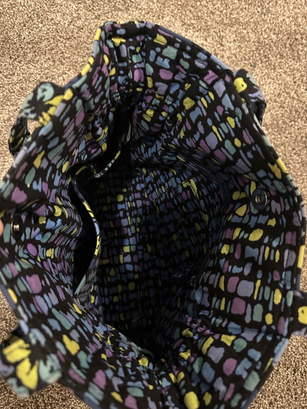 Vera Bradley Quilted Floral Tote in Navy, Blue & Yellow - Picture 3 of 4